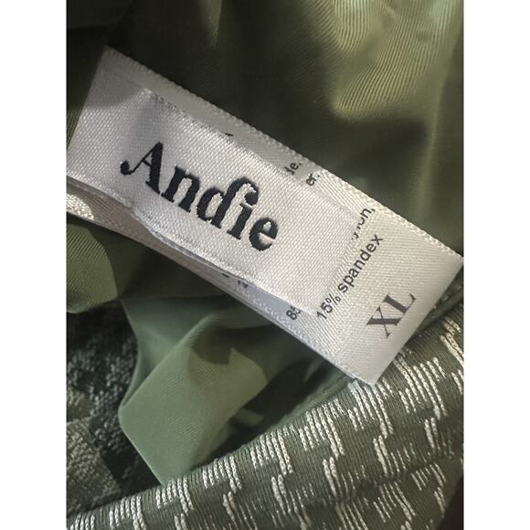 Andie The Amalfi One-Piece Swim Dress Seagrass Green Anthro Houndstooth Size XL - Picture 9 of 12